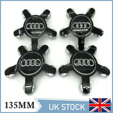 4x Audi Alloy 5 Star Wheel Centre Caps Hub Caps 4x135mm 4F0601165N A3 A4 A5 A6 Grey/Black