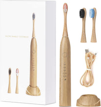 Fayet Bamboo Electric Toothbrush, Smart Sonic, IPX8 Waterproof Lightweight Automatic Eco Friendly Electric Toothbrushes 5 Modes (Next day delivery!)