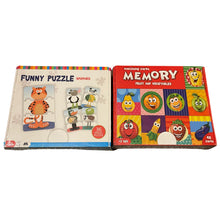 Animals Puzzles and Fruit Memory Cards, Fun Learning 2 Pc Jigsaw Puzzles