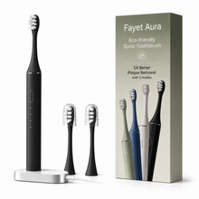 Fayet Aura Sonic Electric Toothbrush with Plant-Based Brush Heads, Aluminium Design, Long Battery Life, Rechargeable Sonic Cleaning