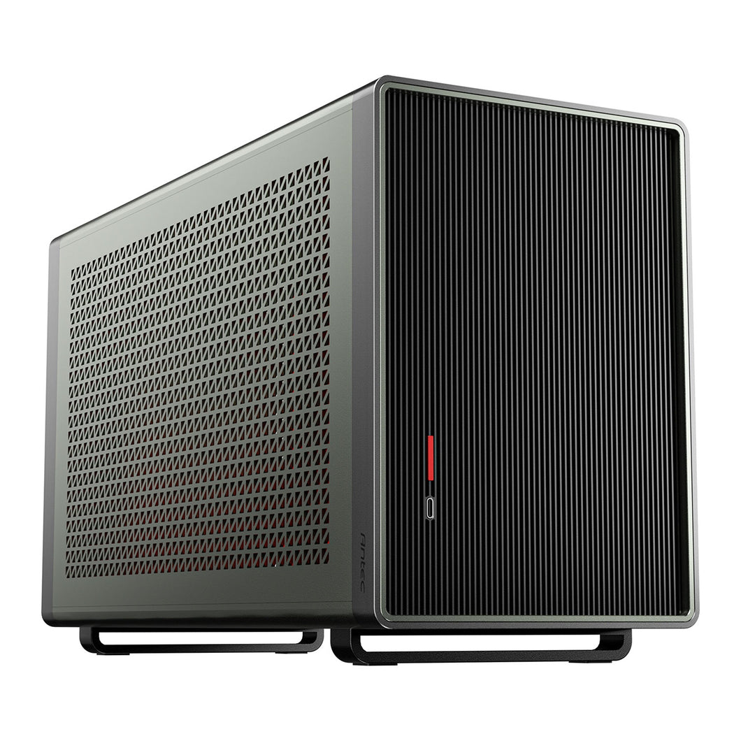 Antec Performance 1M Aventurine Mini-ITX Gaming Case with Aluminum Finish, PCIe 4.0 Riser Cable, USB 3.2 Gen2 Type-C, Tool-Free Side Panels, Solid Side Panel, SFX-L & SFX PSU Support