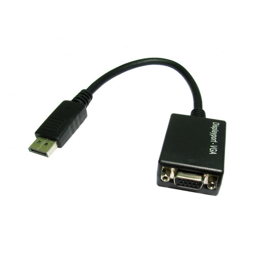  HDHDPORT-VGACAB Converter Adapter, DisplayPort 1.2 (M) to VGA (F), 0.15m Cabled Adapter, Black, 2048x1152 Max Resolution Support, Supports up 1080p at 50/60hz
