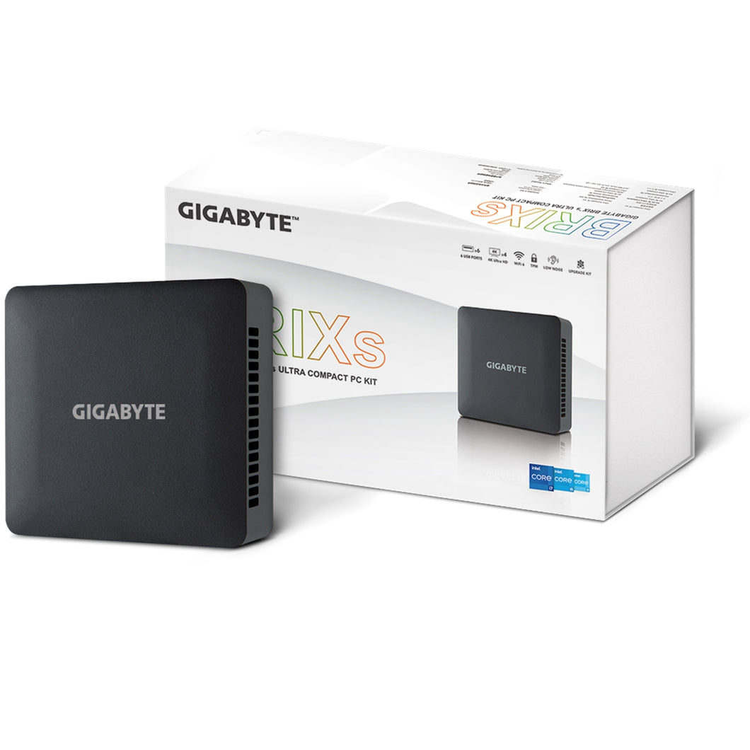 Gigabyte BRIX (GB-BRI7H-1355) Barebone Kit, Intel Core i7-1355U 5.0GHz 10 Core CPU, 2 x DDR4 SO-DIMM Slots, 1 x M.2 2280 Slot, 1x 2.5