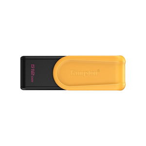 Kingston DataTraveler Exodia S DTXS/512GB USB Flash Drive, 512GB, USB 3.2, Black/Yellow, Swivel Cap Design