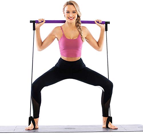 Portable Pilates Studio Yoga Bar Stick Elastic Tension Rope Exercise  Fitness UK