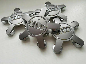 4x Audi Alloy 5 Star Wheel Centre Caps Hub Caps 4x135mm 4F0601165N A3 A4 A5 A6 Grey/Black