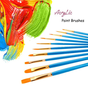 Fayet 10 Pieces Artist Paint Brushes Set Multifunctional Nylon Paint Brushes, Watercolor, Plastic(Blue)