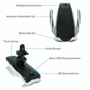 360° Rotation Wireless Automatic Sensor Car Phone Holder and Charger 2 in 1